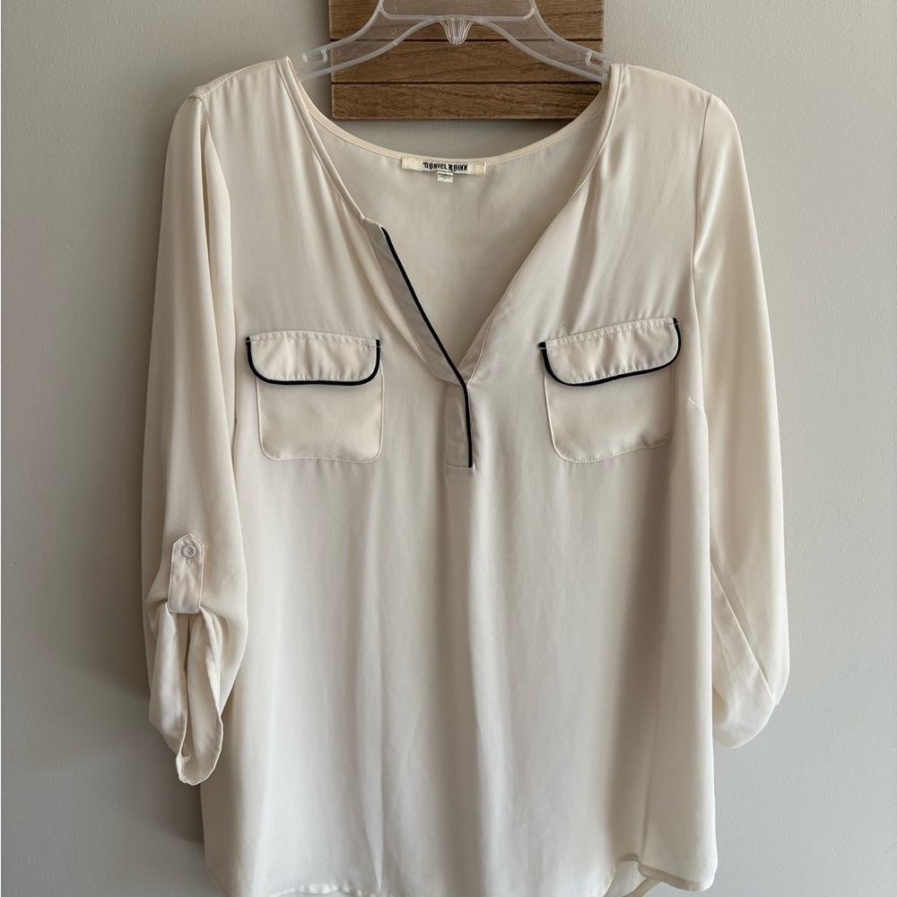 Calvin Klein Cream Blouse with Black Accents